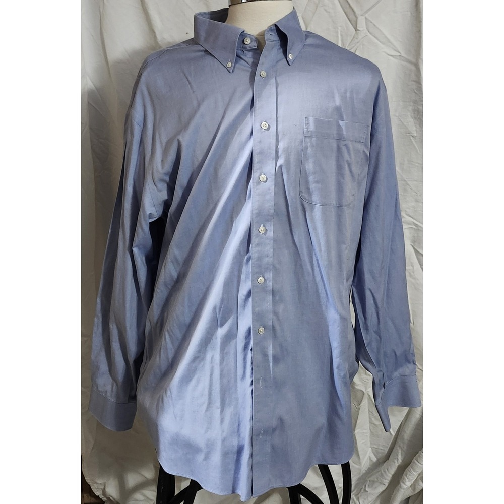 Enro Blue Button Down 100% Cotton‎ No Iron Long Sleeve Shirt 18 Nerdy Business